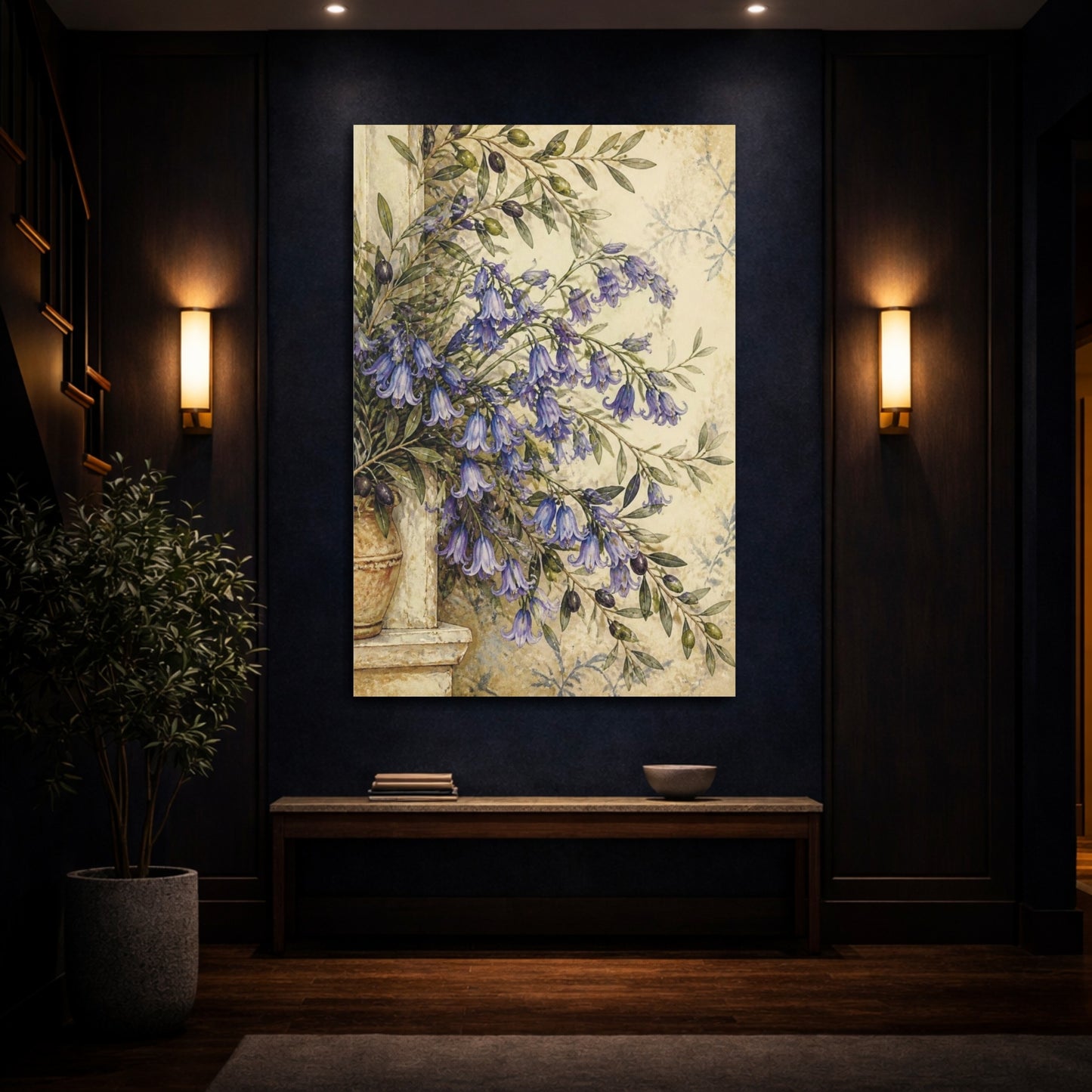 Mockup 4. Bluebell Floral Bouquet shown as canvas print