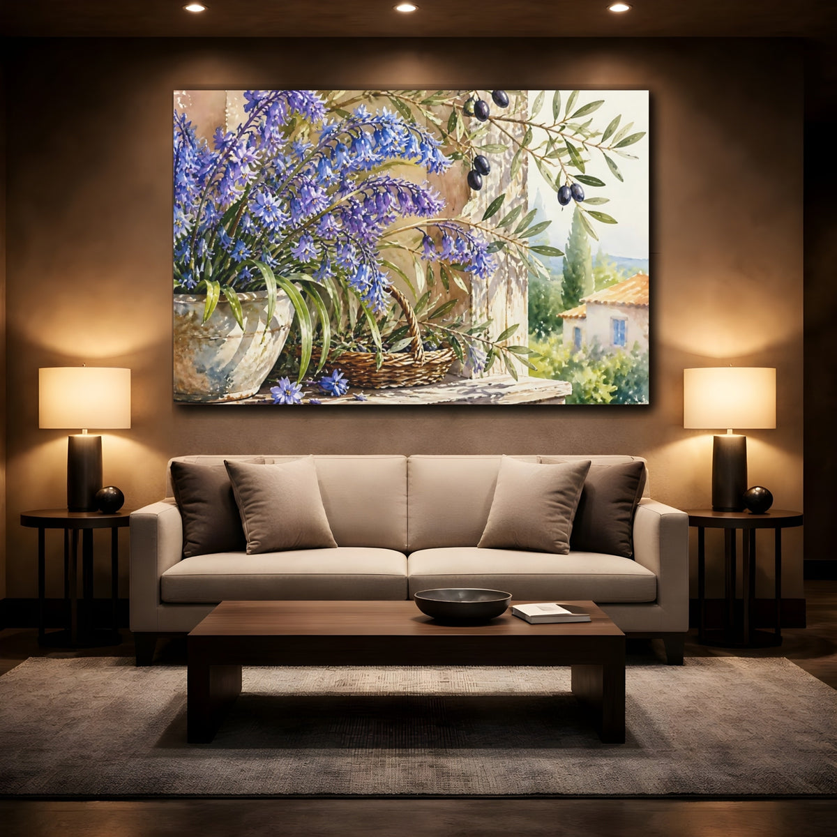 Mockup 2. Bluebell Flowers On Porch shown as canvas print