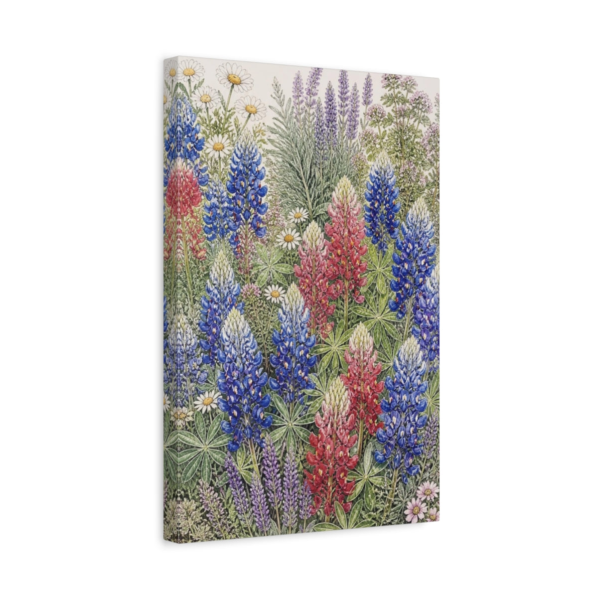 Side Mockup 4. Bluebonnet Flowers Illustration shown as canvas print