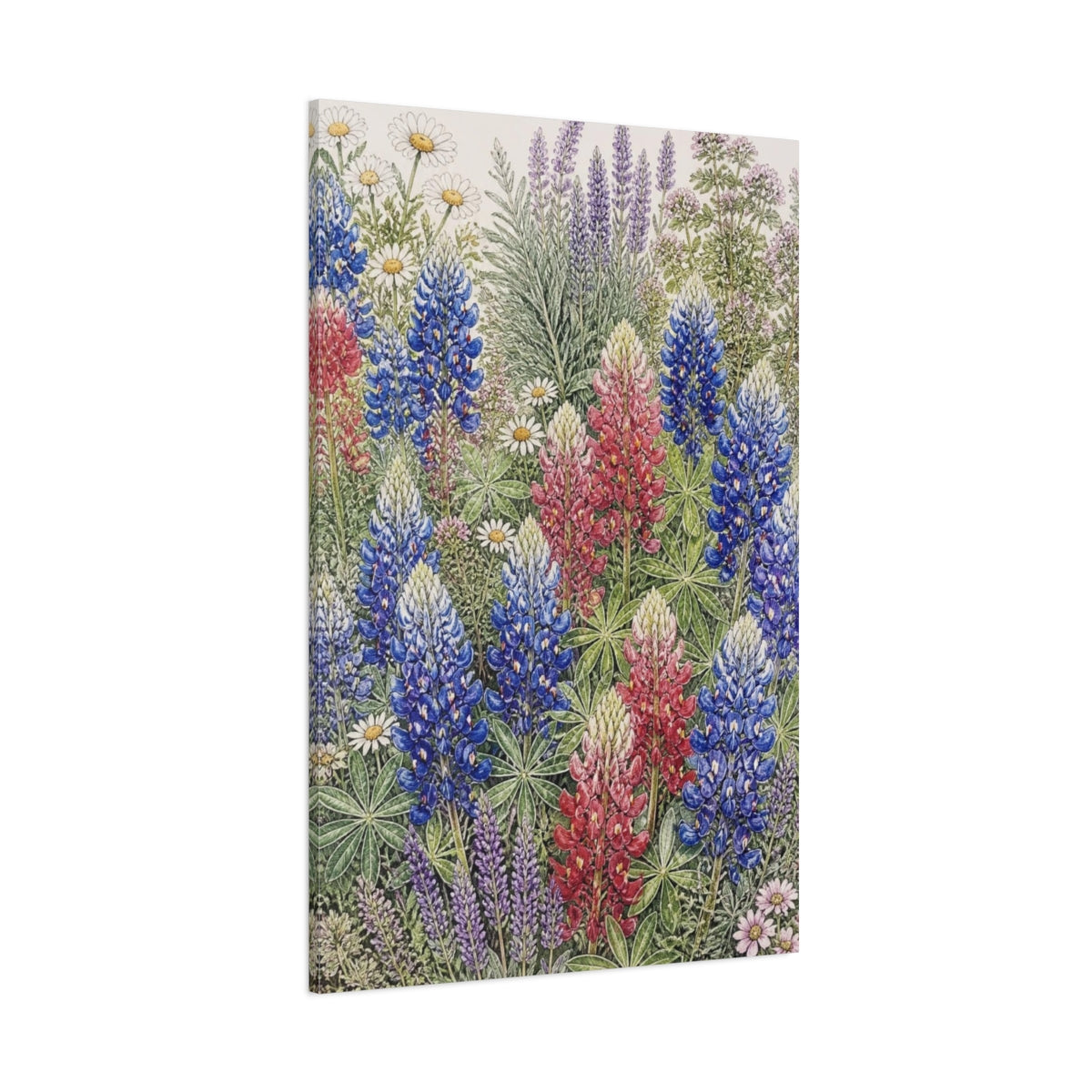 Side Mockup 1. Bluebonnet Flowers Illustration shown as canvas print