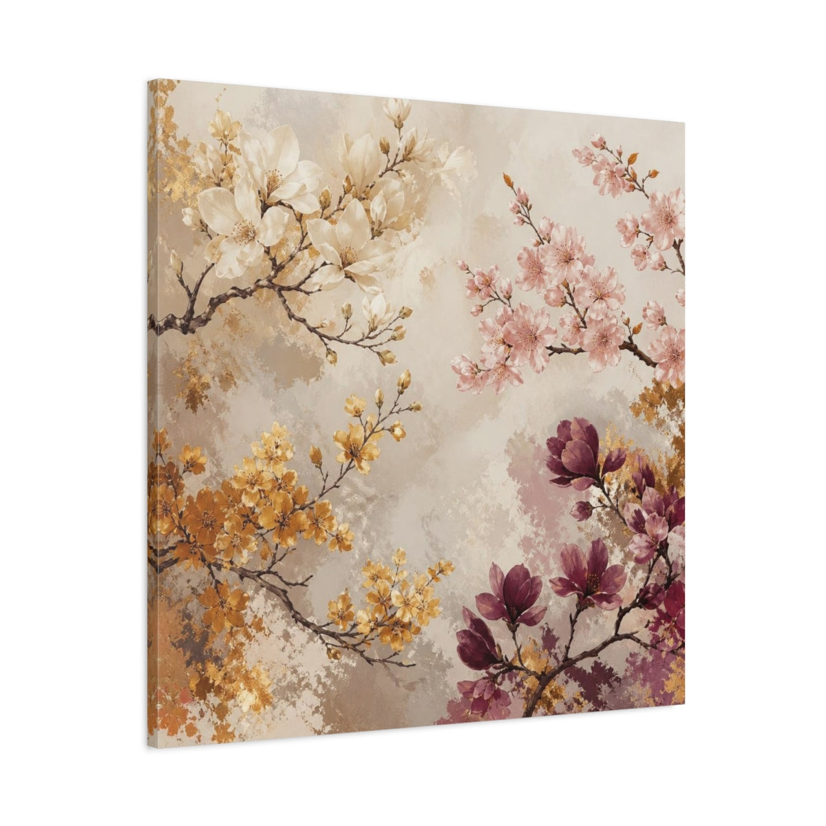 Main Mockup. Blush & Gold Floral Branches shown as canvas print