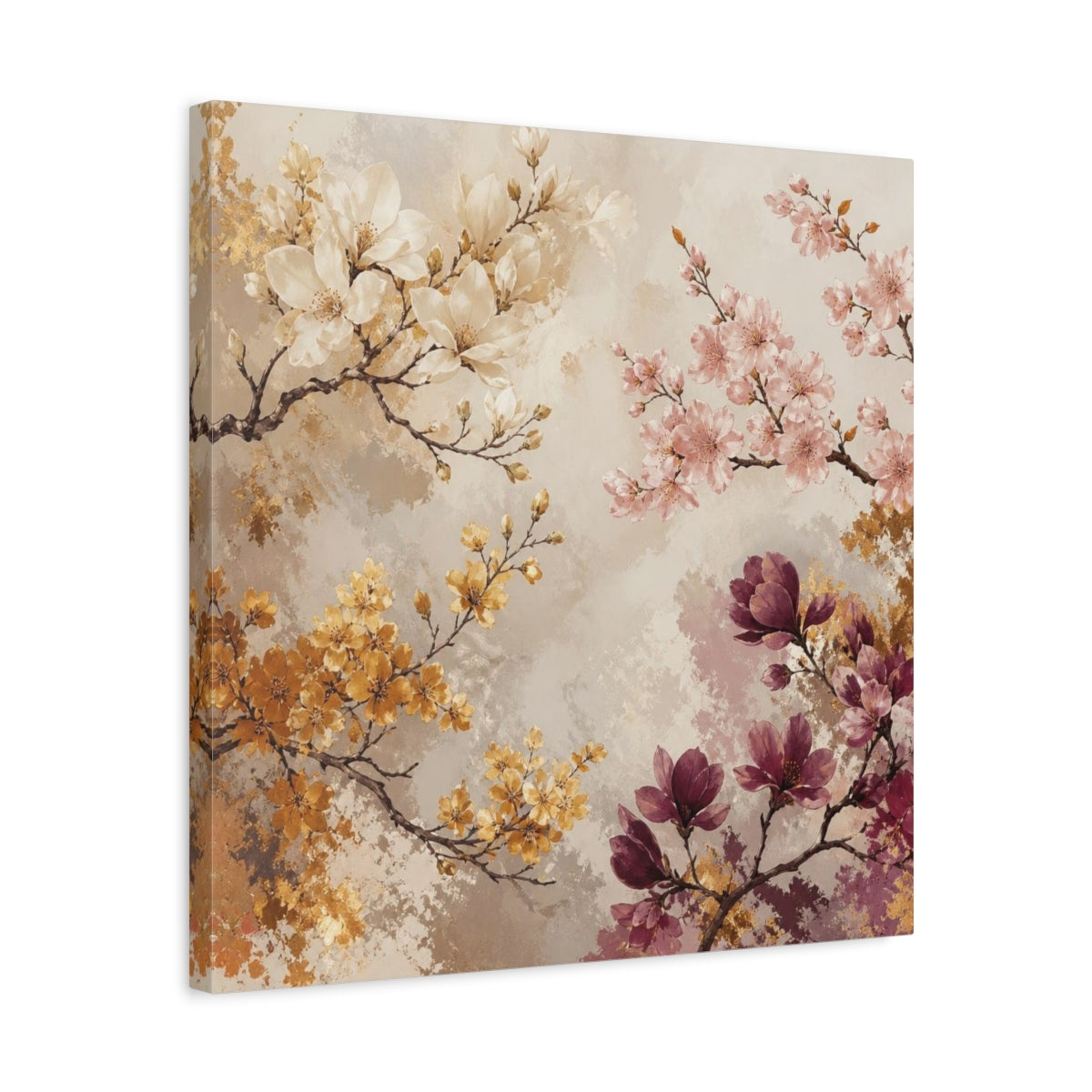 Side Mockup 5. Blush & Gold Floral Branches shown as canvas print