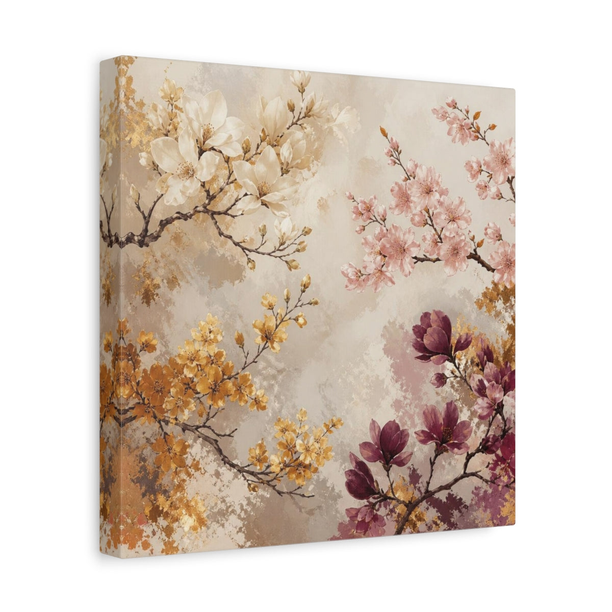 Side Mockup 8. Blush & Gold Floral Branches shown as canvas print