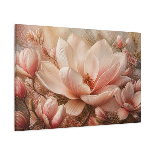 Main Mockup. Blush Magnolia Floral shown as canvas print