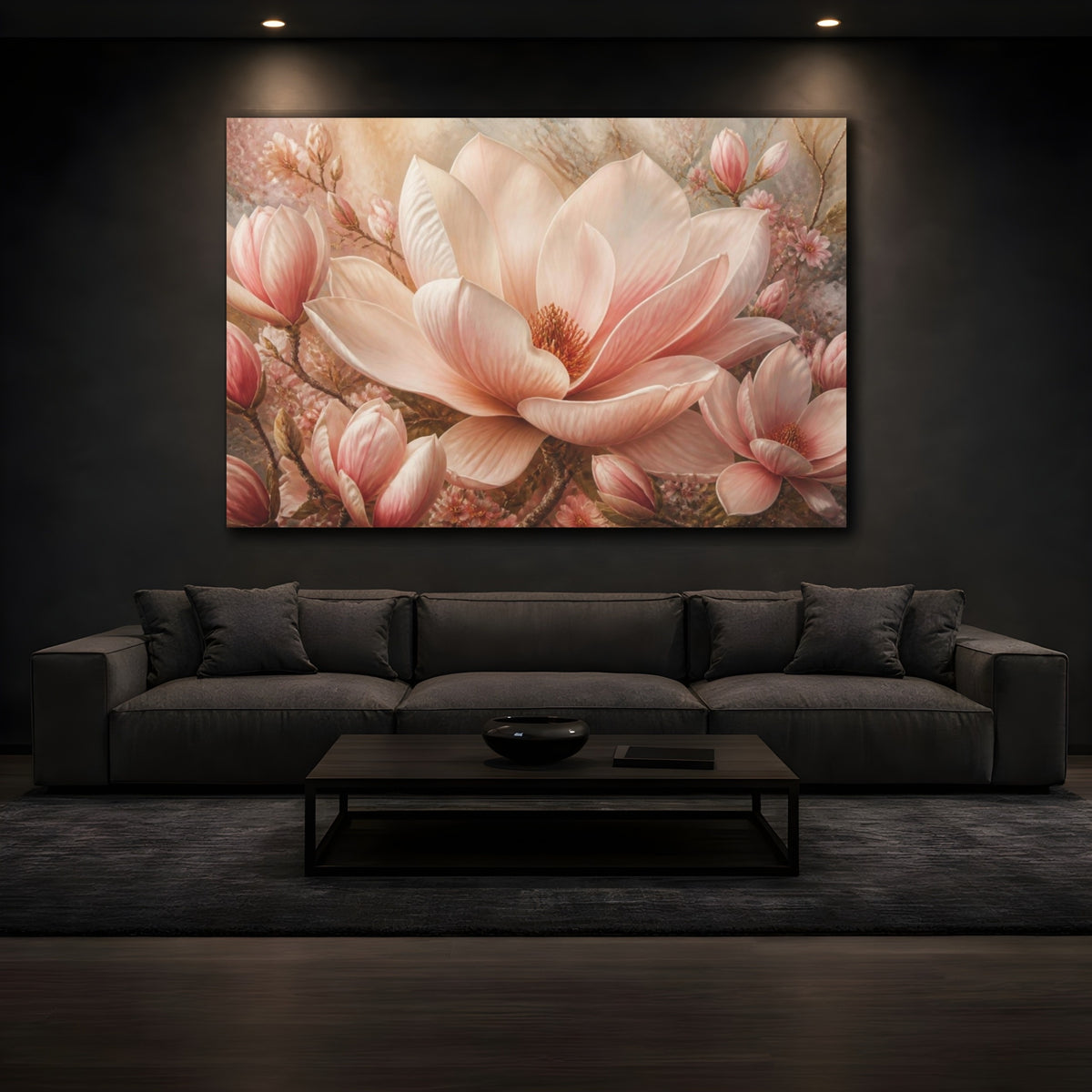 Mockup 3. Blush Magnolia Floral shown as canvas print