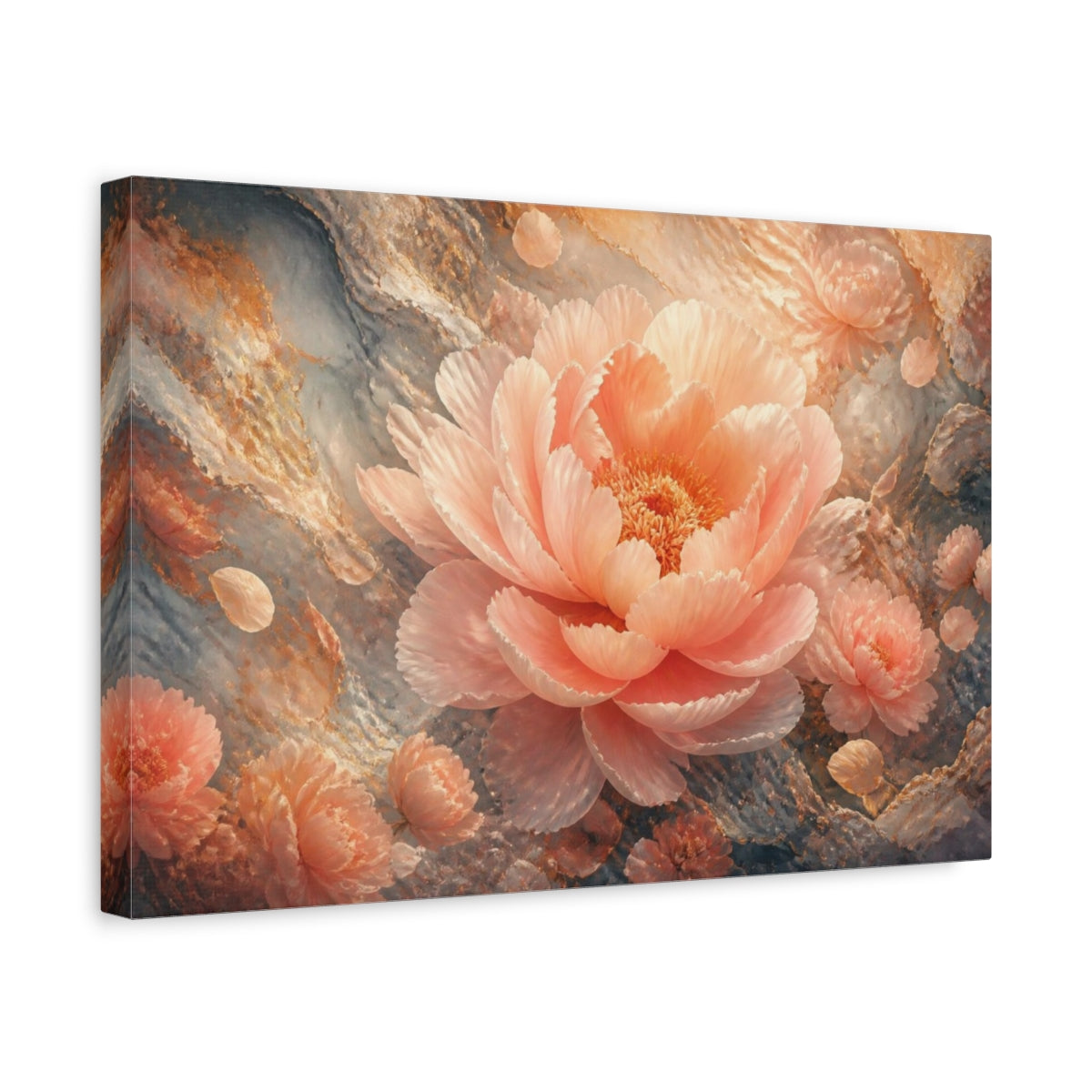 Side Mockup 4. Blush Peony Flower shown as canvas print