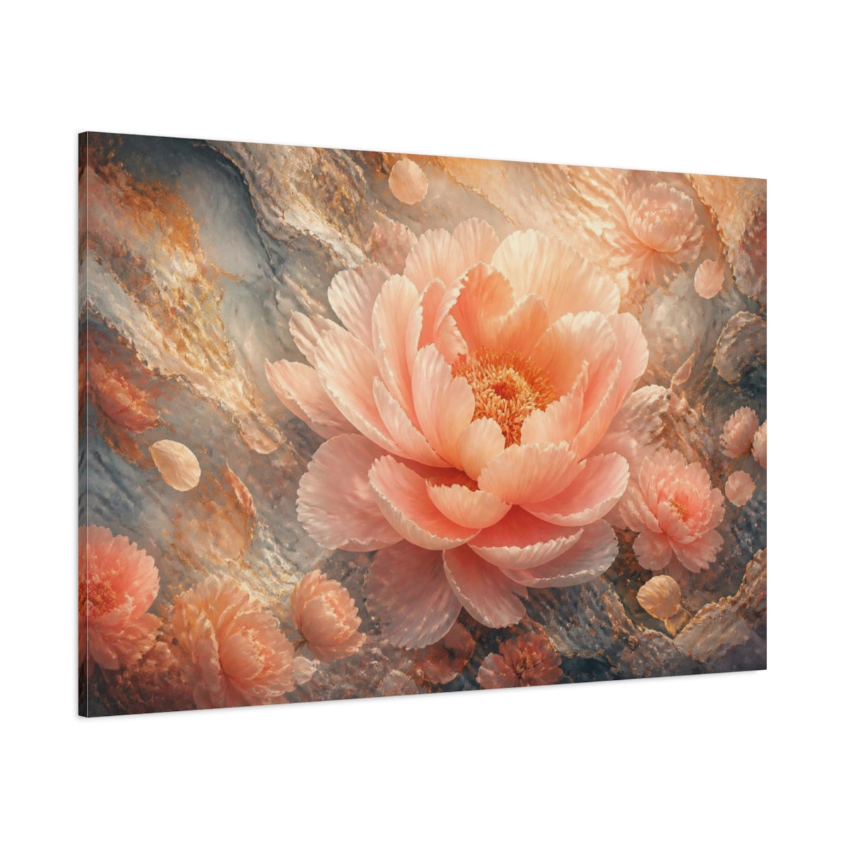 Side Mockup 1. Blush Peony Flower shown as canvas print
