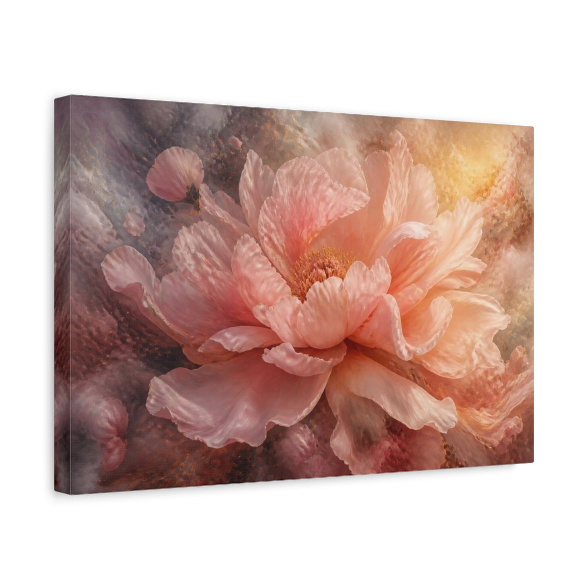 Side Mockup 4. Blush Peony Flower shown as canvas print