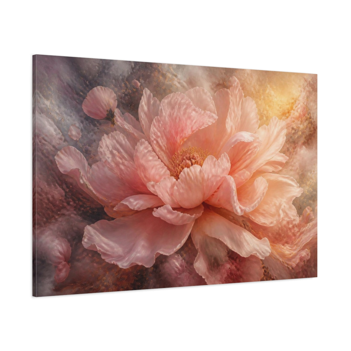 Side Mockup 1. Blush Peony Flower shown as canvas print