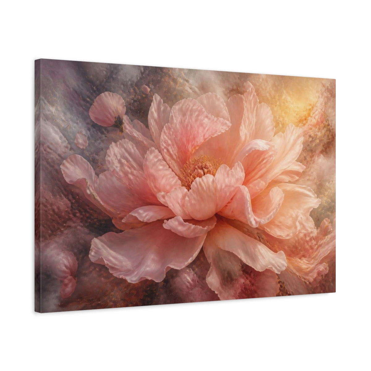Side Mockup 2. Blush Peony Flower shown as canvas print