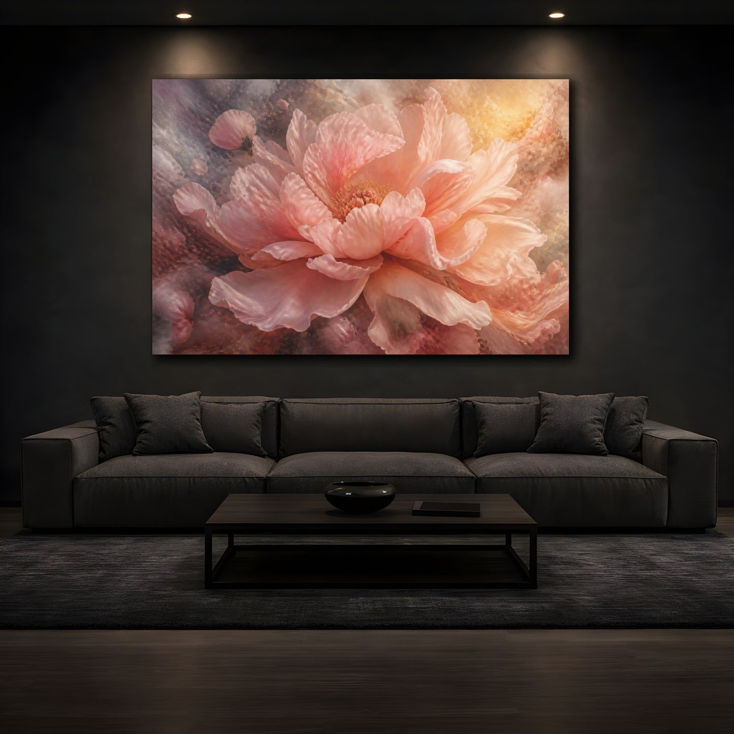 Mockup 3. Blush Peony Flower shown as canvas print