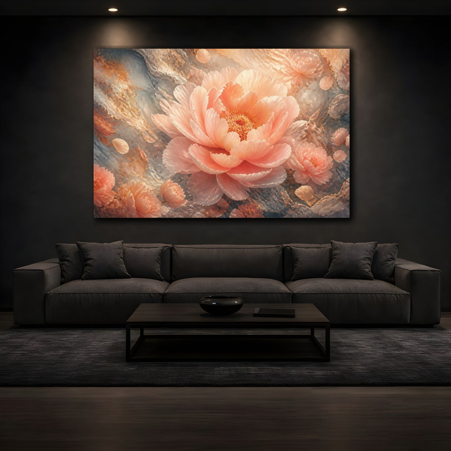 Mockup 3. Blush Peony Flower shown as canvas print