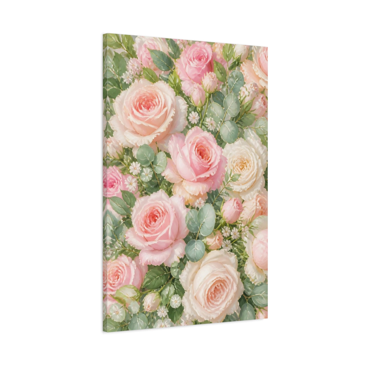 Main Mockup. Blush Rose Flowers shown as canvas print