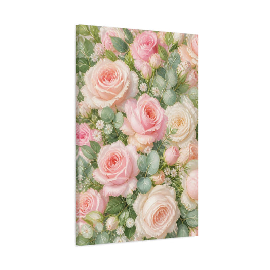 Main Mockup. Blush Rose Flowers shown as canvas print