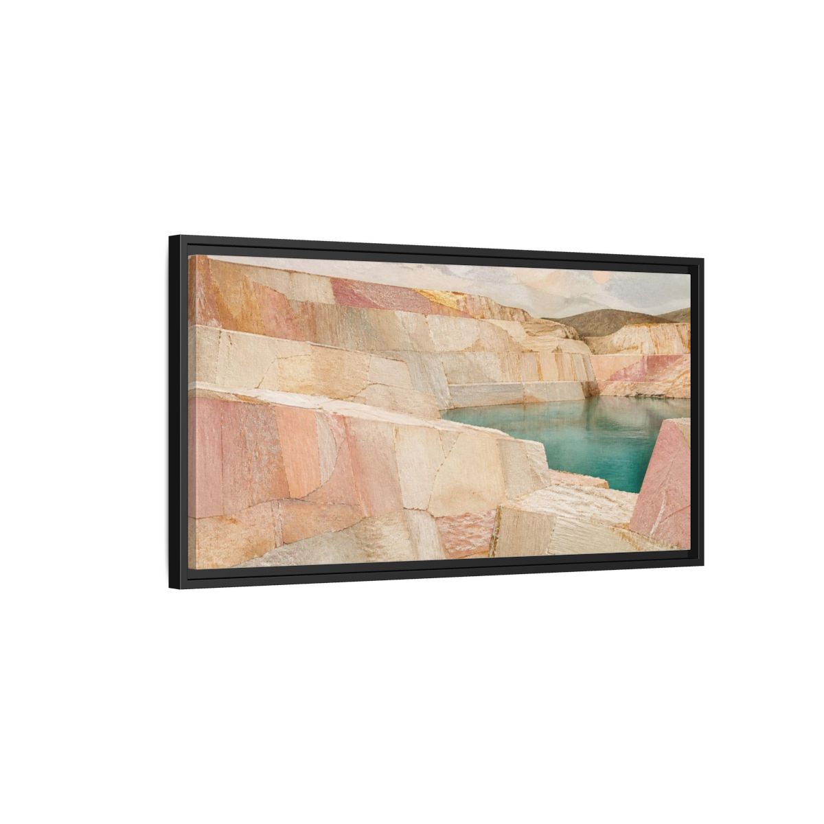 Side Mockup 2. Blush Stone Quarry shown as framed canvas print