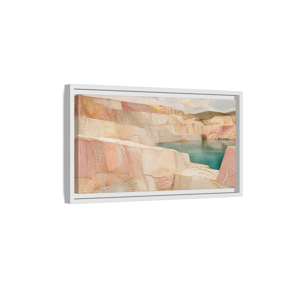 Side Mockup 6. Blush Stone Quarry shown as framed canvas print