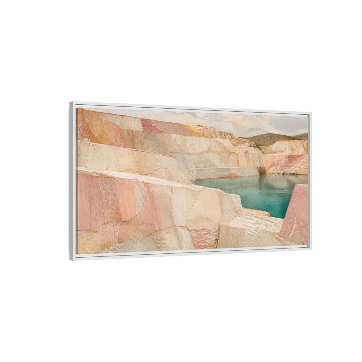 Side Mockup 3. Blush Stone Quarry shown as framed canvas print