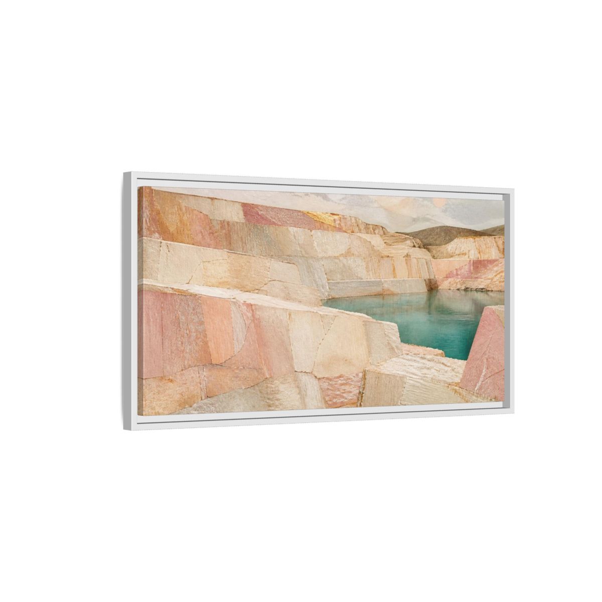 Side Mockup 1. Blush Stone Quarry shown as framed canvas print