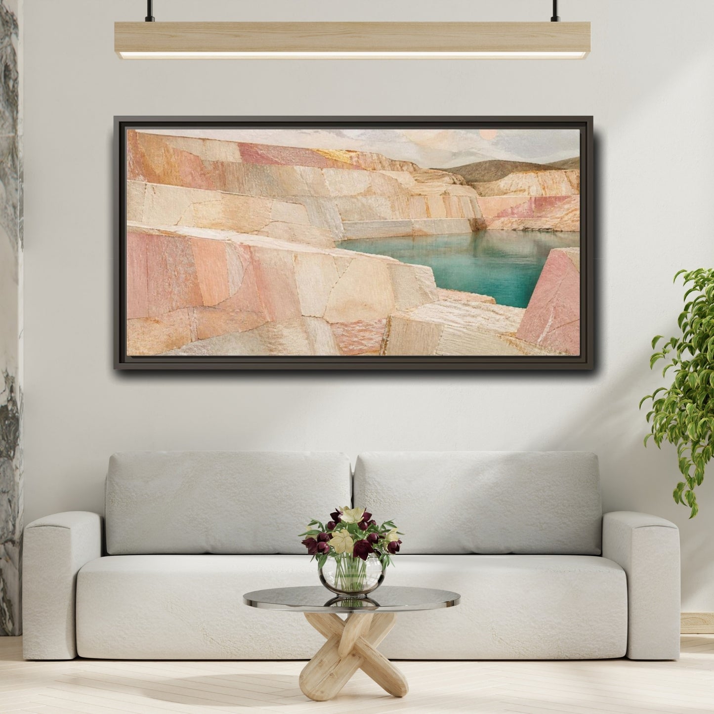 Mockup 2. Blush Stone Quarry shown as framed canvas print