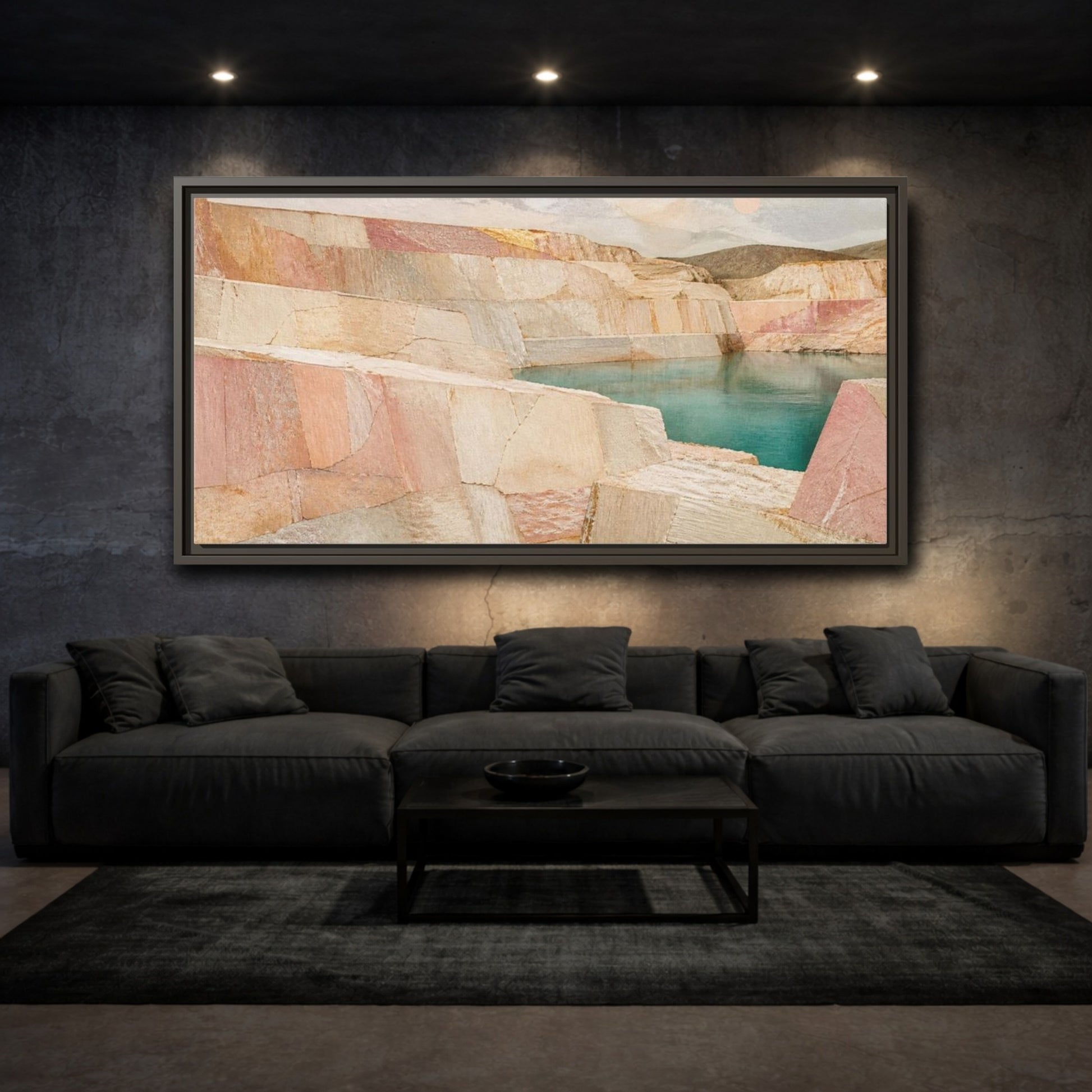 Mockup 3. Blush Stone Quarry shown as framed canvas print