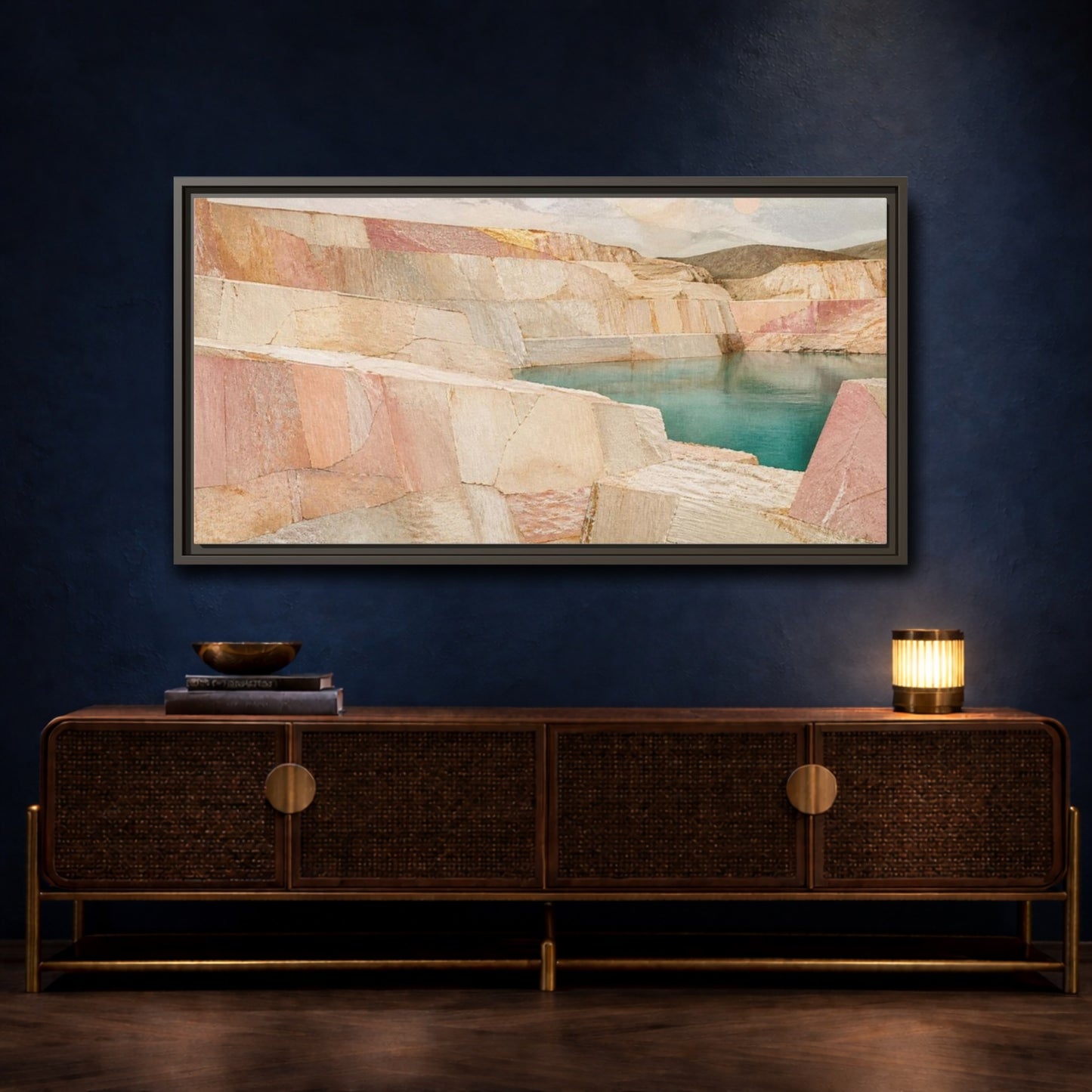 Mockup 4. Blush Stone Quarry shown as framed canvas print