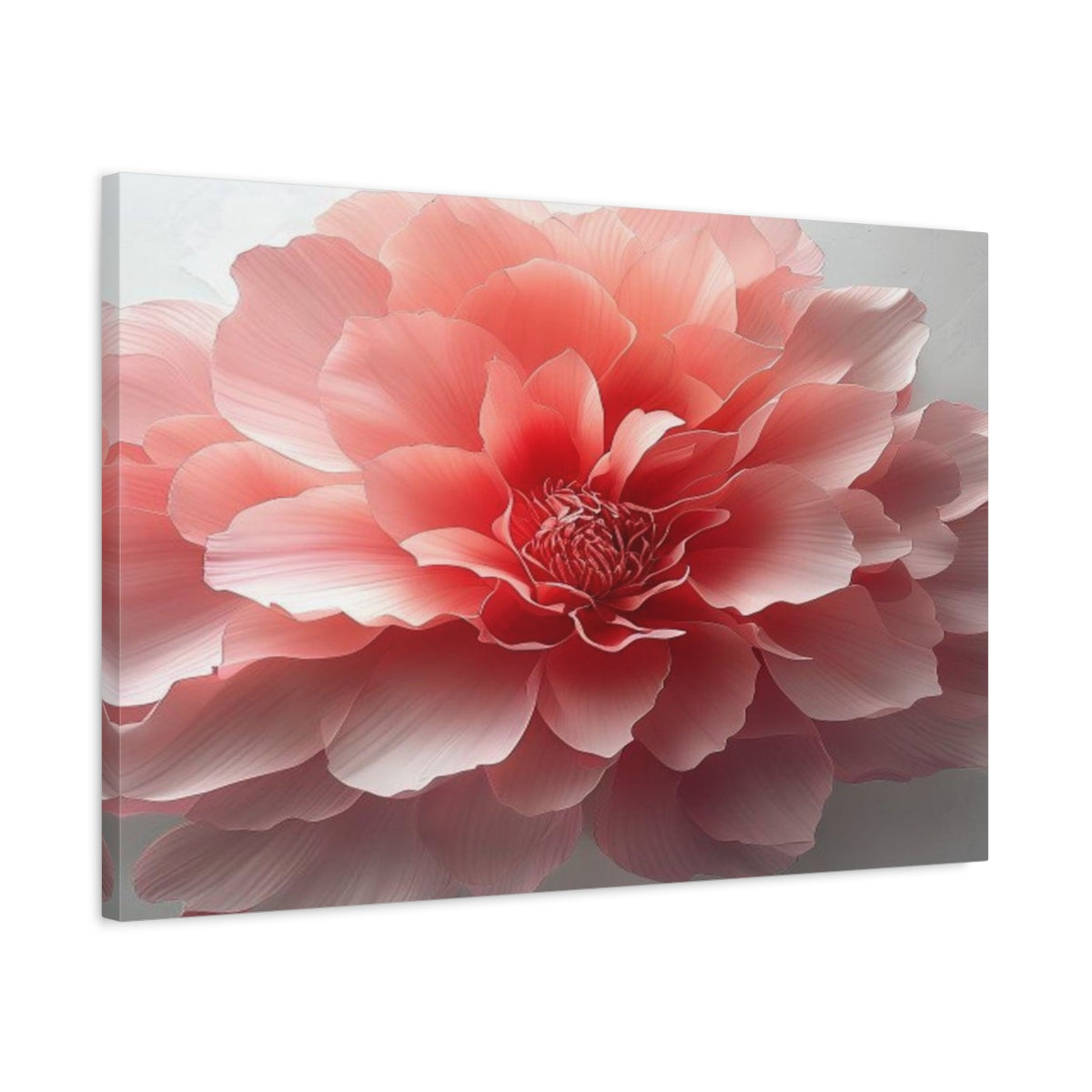 Side Mockup 2. Blushing Peony Blossom shown as canvas print