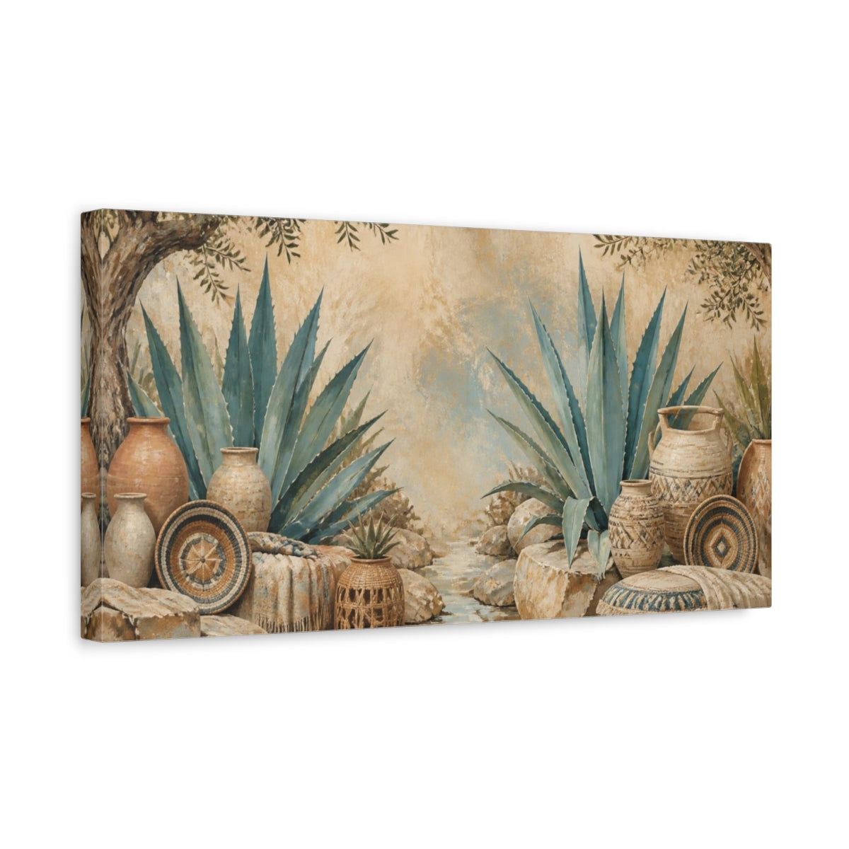 Side Mockup 3. Boho Agave Oasis shown as canvas print