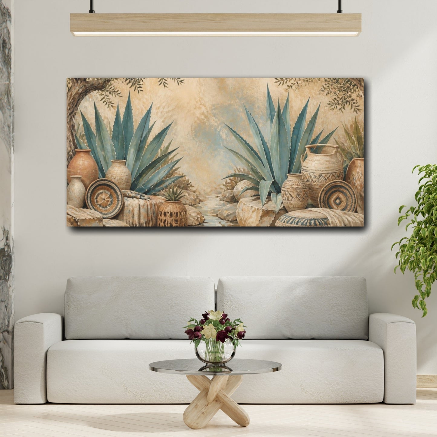 Mockup 2. Boho Agave Oasis shown as canvas print