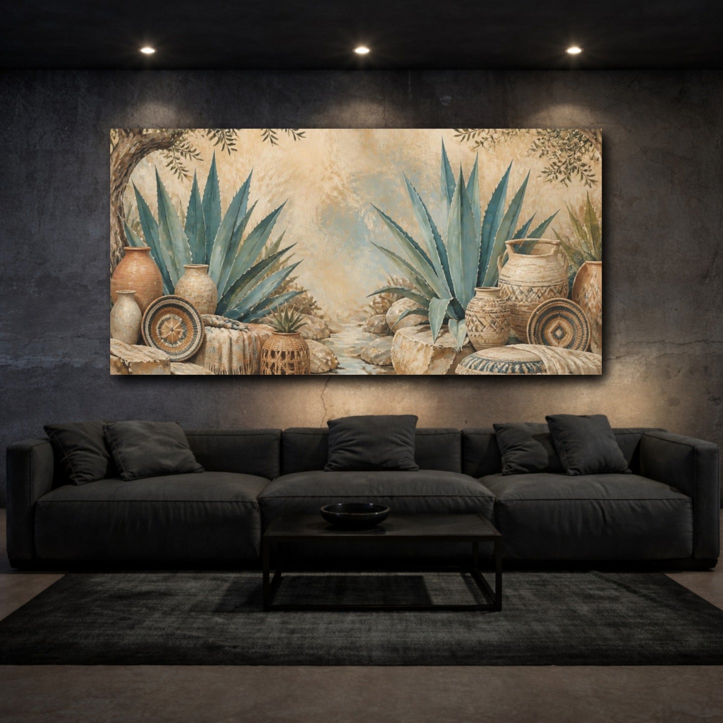 Mockup 3. Boho Agave Oasis shown as canvas print