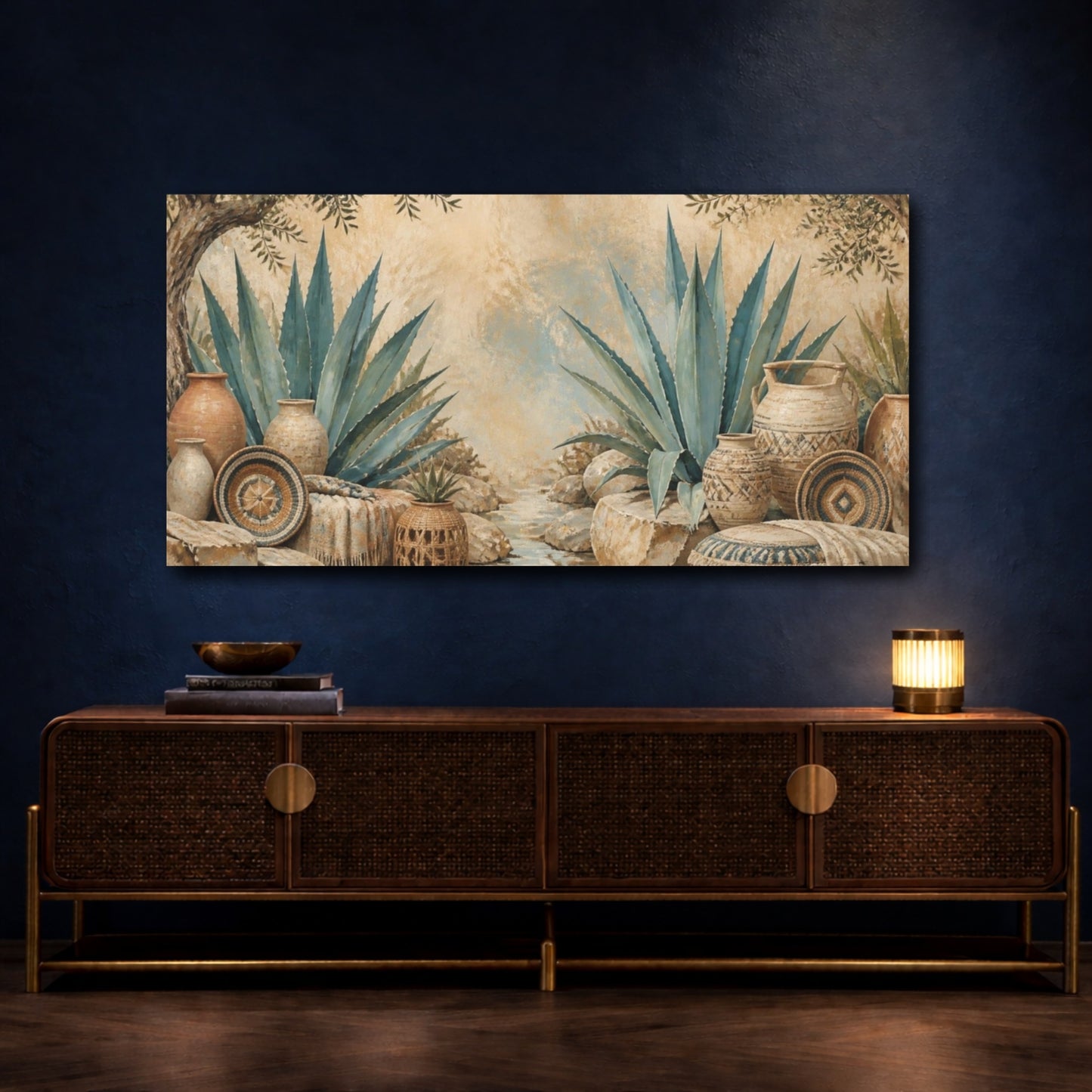Mockup 4. Boho Agave Oasis shown as canvas print