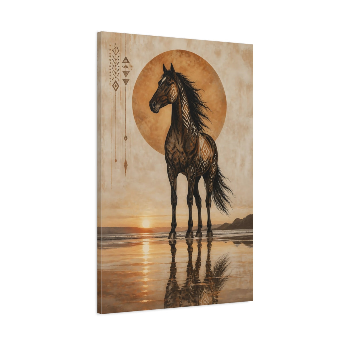 Main Mockup. Boho Animal Horse Silhouette shown as canvas print