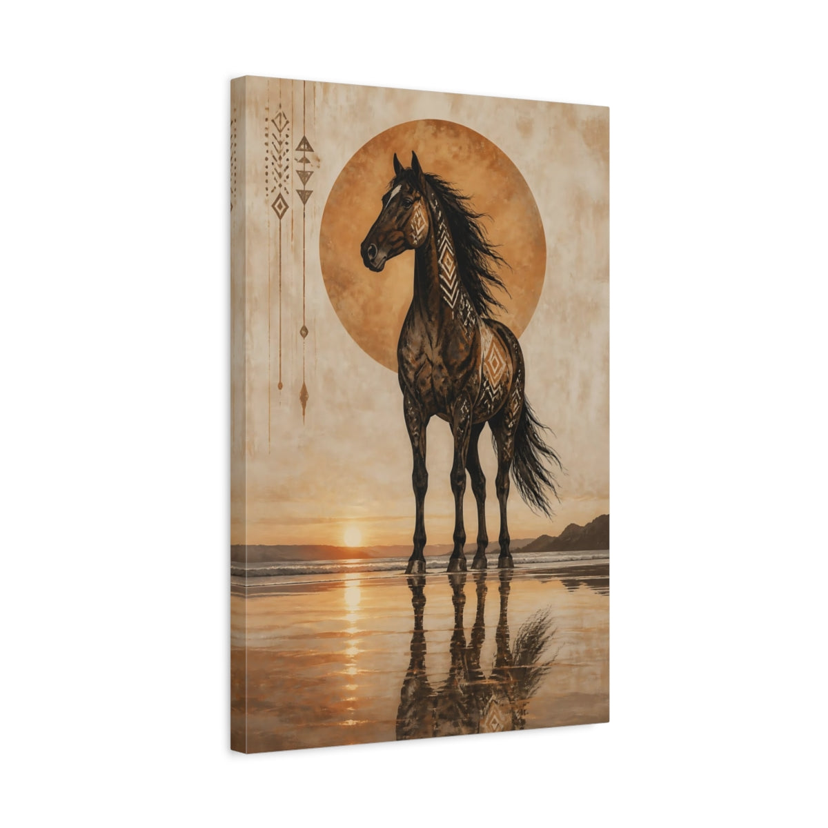Side Mockup 3. Boho Animal Horse Silhouette shown as canvas print