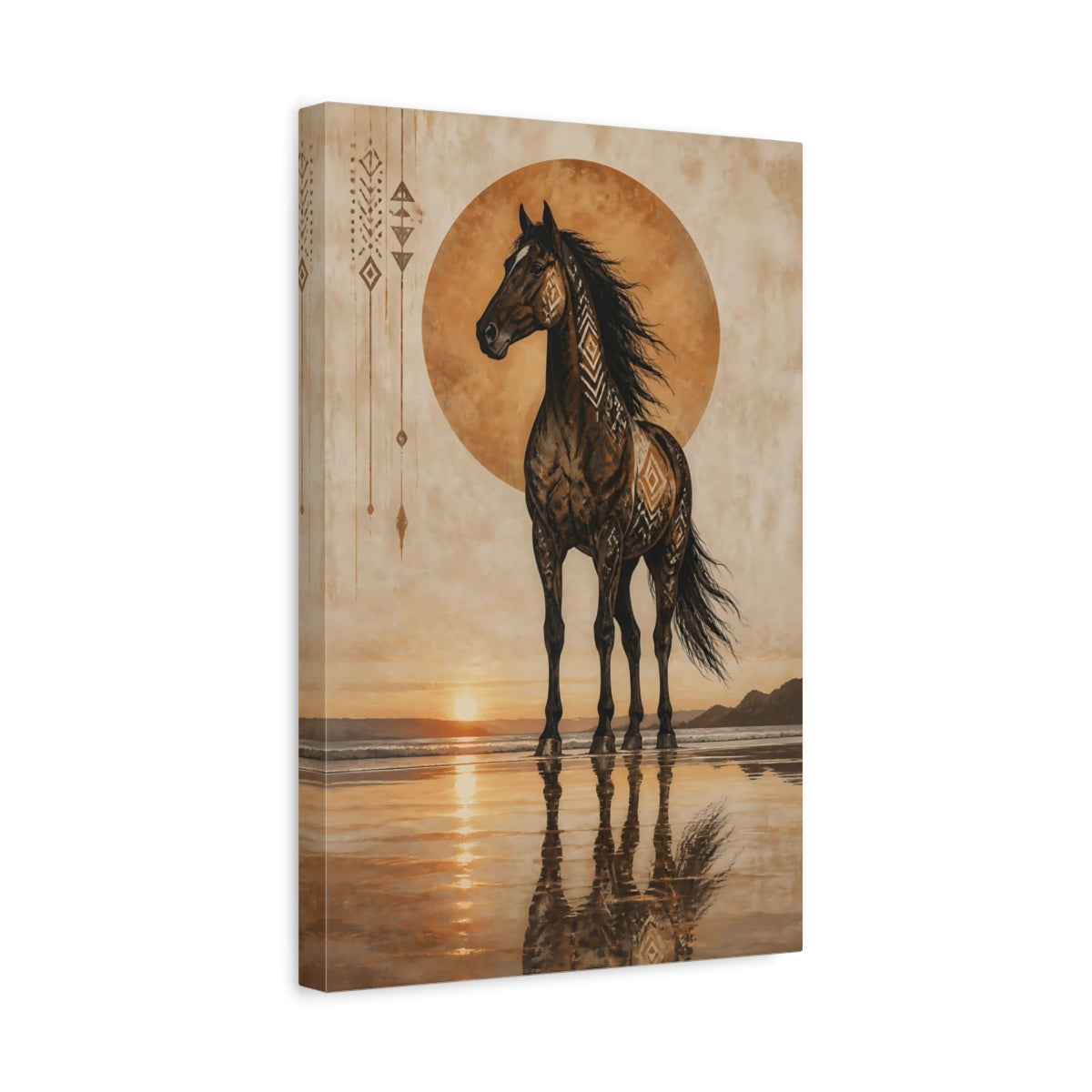 Side Mockup 4. Boho Animal Horse Silhouette shown as canvas print