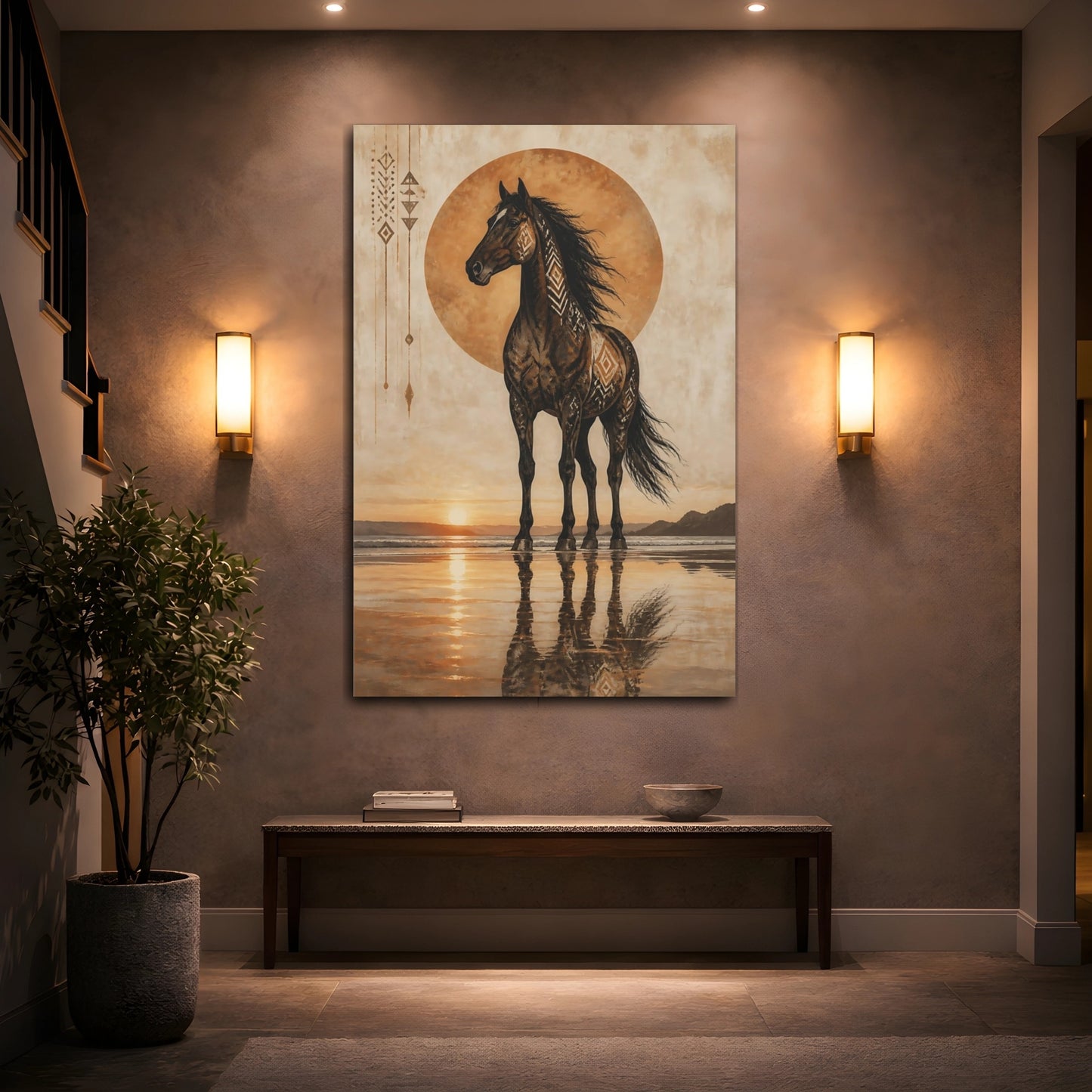 Mockup 2. Boho Animal Horse Silhouette shown as canvas print