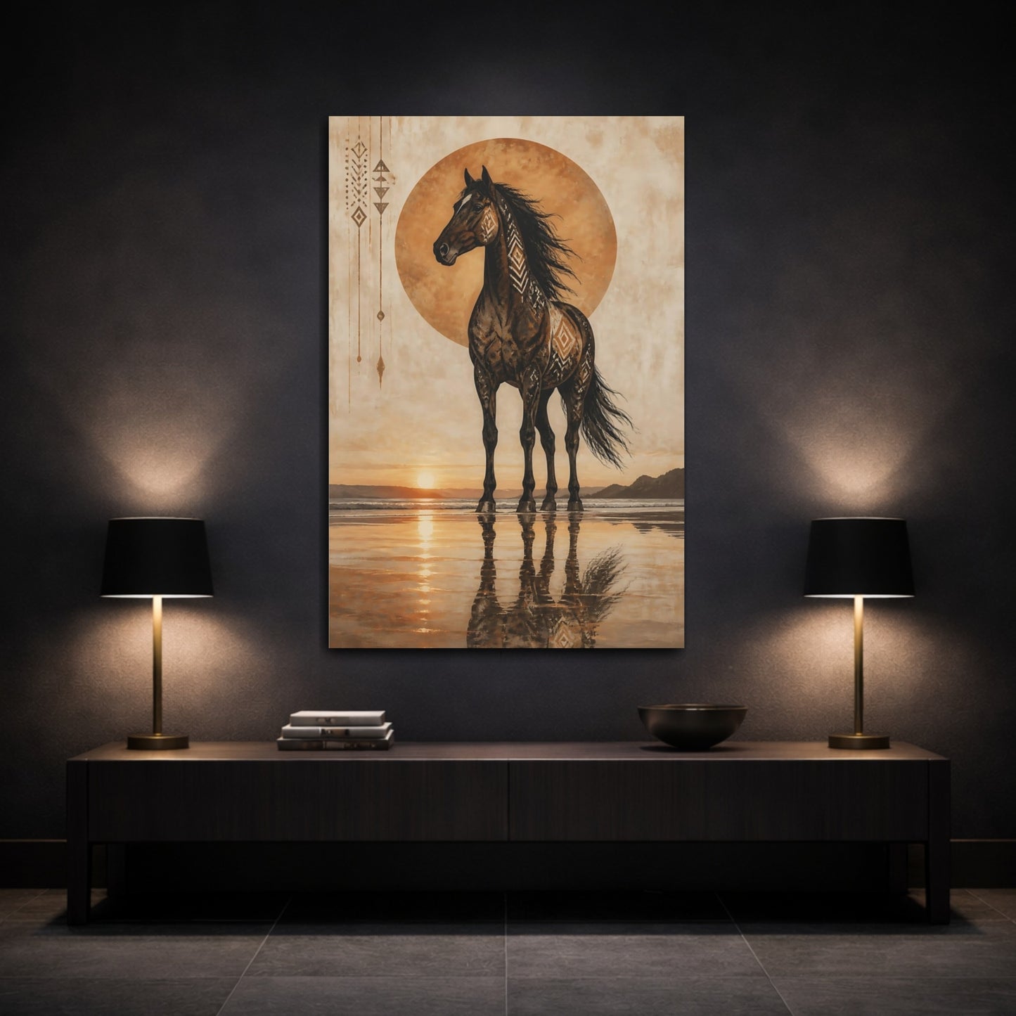 Mockup 3. Boho Animal Horse Silhouette shown as canvas print