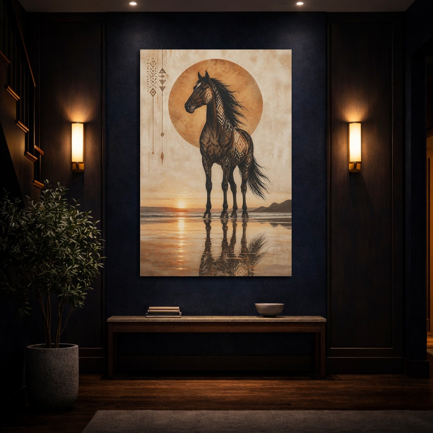 Mockup 4. Boho Animal Horse Silhouette shown as canvas print