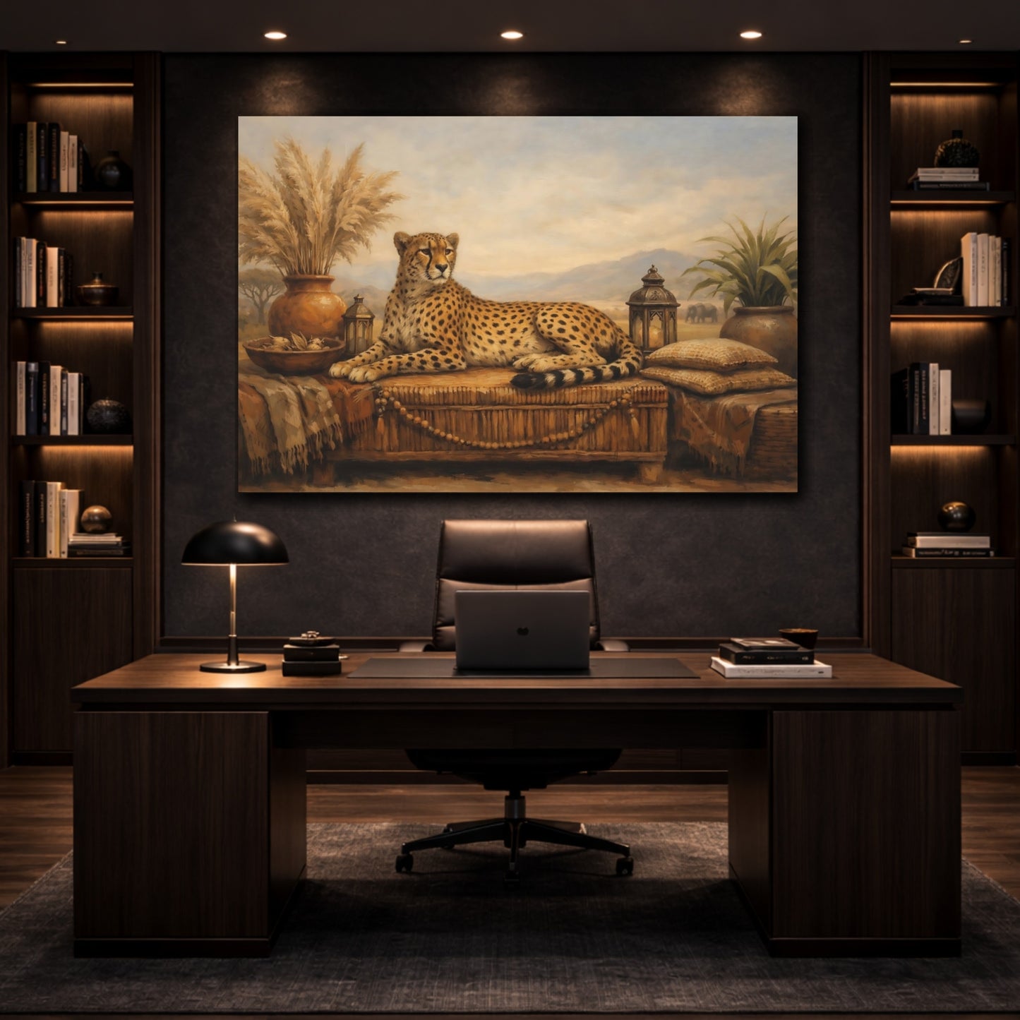 Mockup 4. Boho Animal Interior Harmony Scene shown as stretched canvas wall art