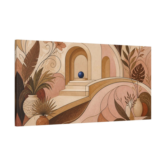 Main Mockup. Boho Archway With Cobalt Orb shown as canvas print