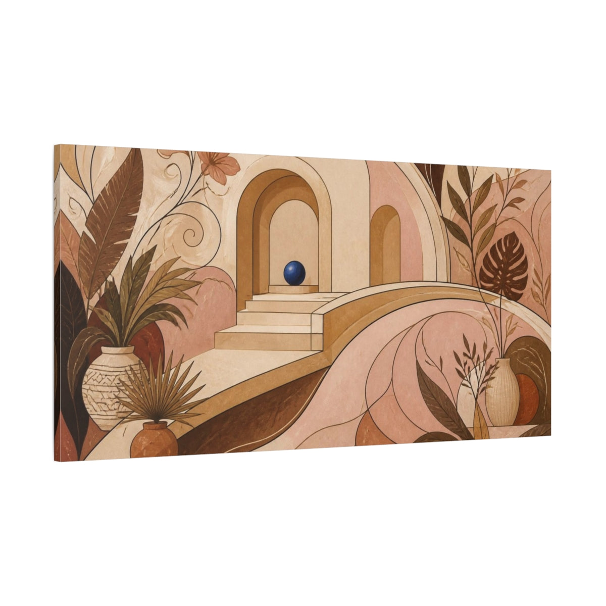 Side Mockup 2. Boho Archway With Cobalt Orb shown as canvas print