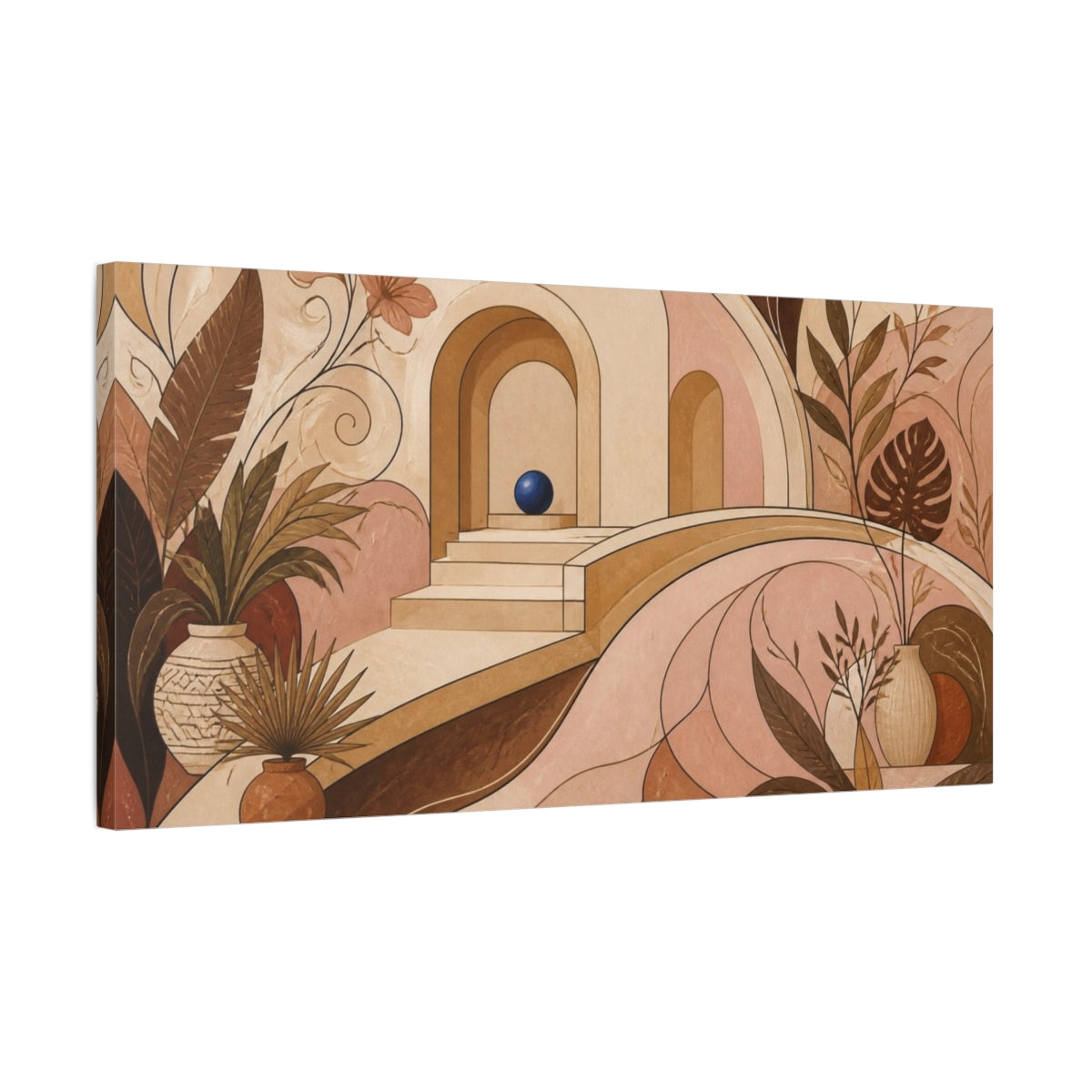 Side Mockup 1. Boho Archway With Cobalt Orb shown as canvas print