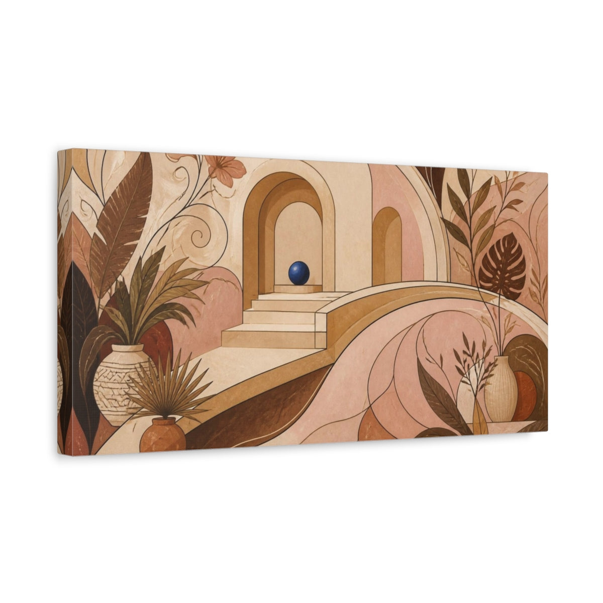 Side Mockup 3. Boho Archway With Cobalt Orb shown as canvas print