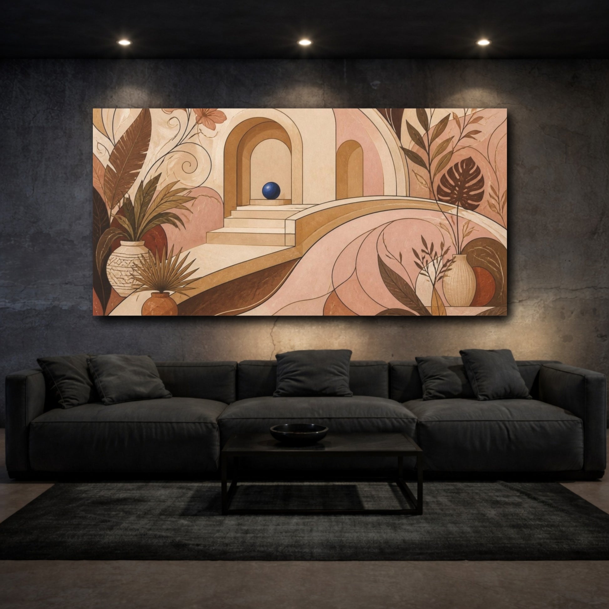 Mockup 3. Boho Archway With Cobalt Orb shown as canvas print