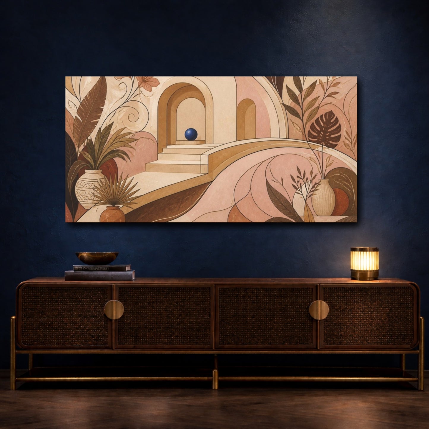 Mockup 4. Boho Archway With Cobalt Orb shown as canvas print