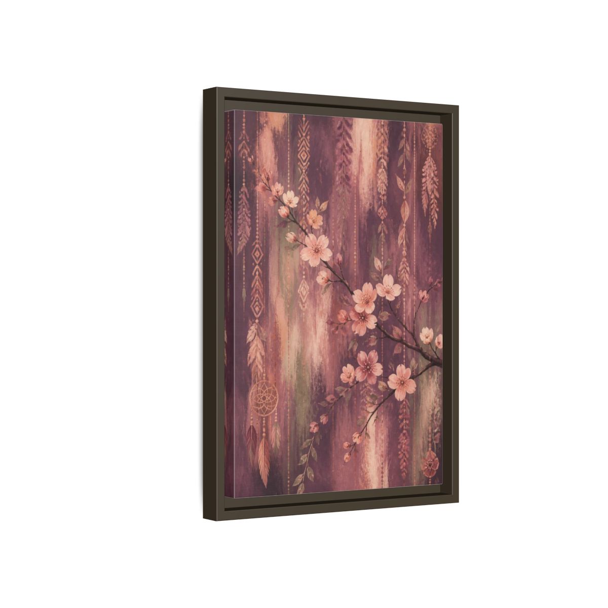 Side Mockup 5. Boho Blossom Branch shown as framed canvas print