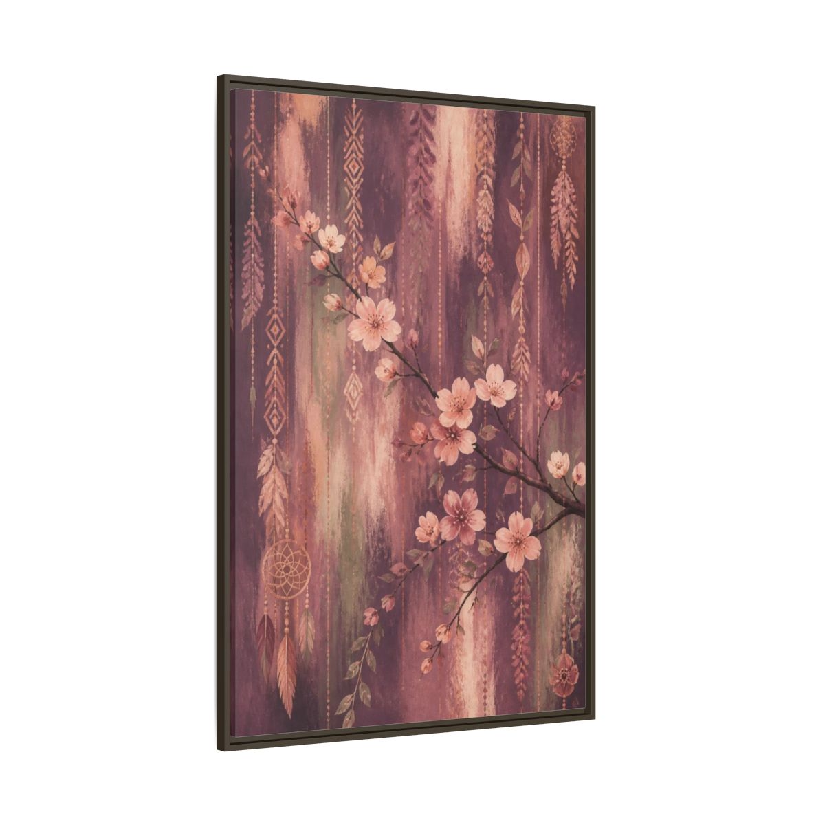 Side Mockup 8. Boho Blossom Branch shown as framed canvas print