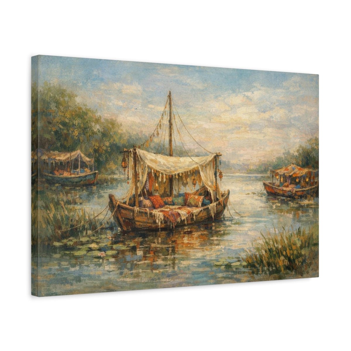 Boho Boats Nature - Canvas Wall Art Print - YesArtYes