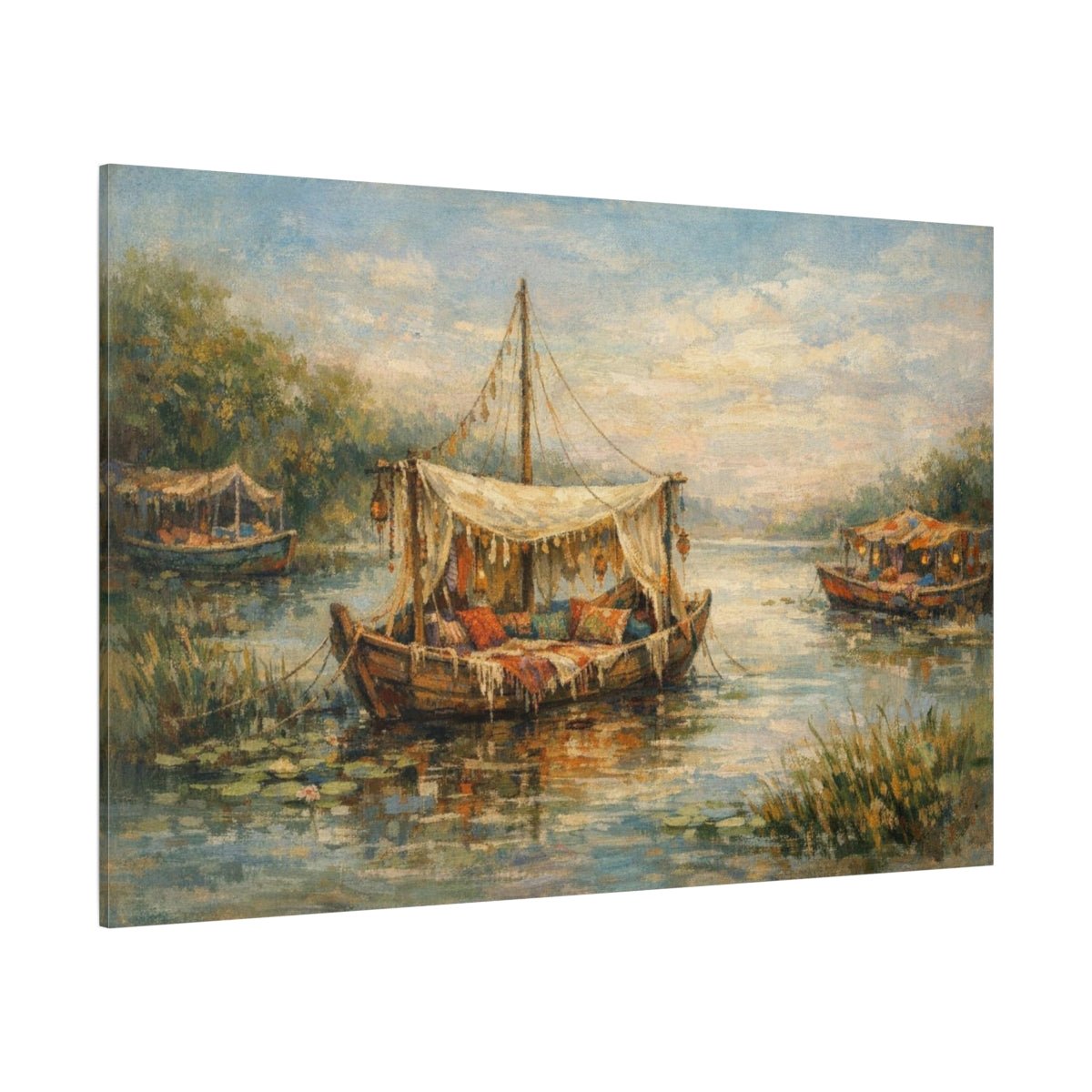 Boho Boats Nature - Canvas Wall Art Print - YesArtYes