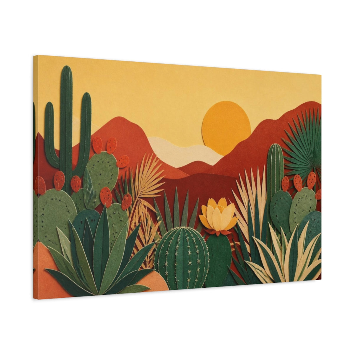 Main Mockup. Boho Cactus Garden shown as canvas print