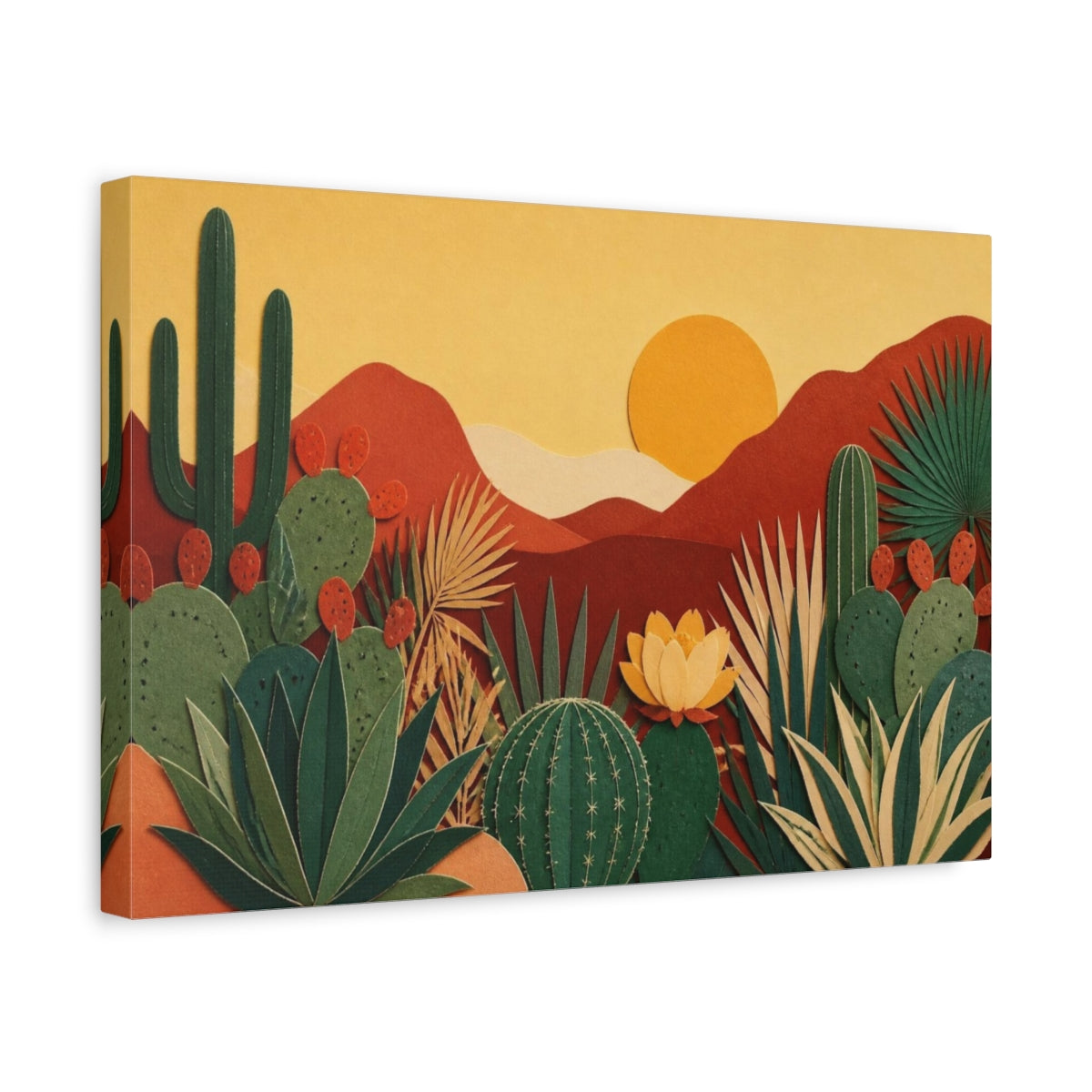 Side Mockup 4. Boho Cactus Garden shown as canvas print