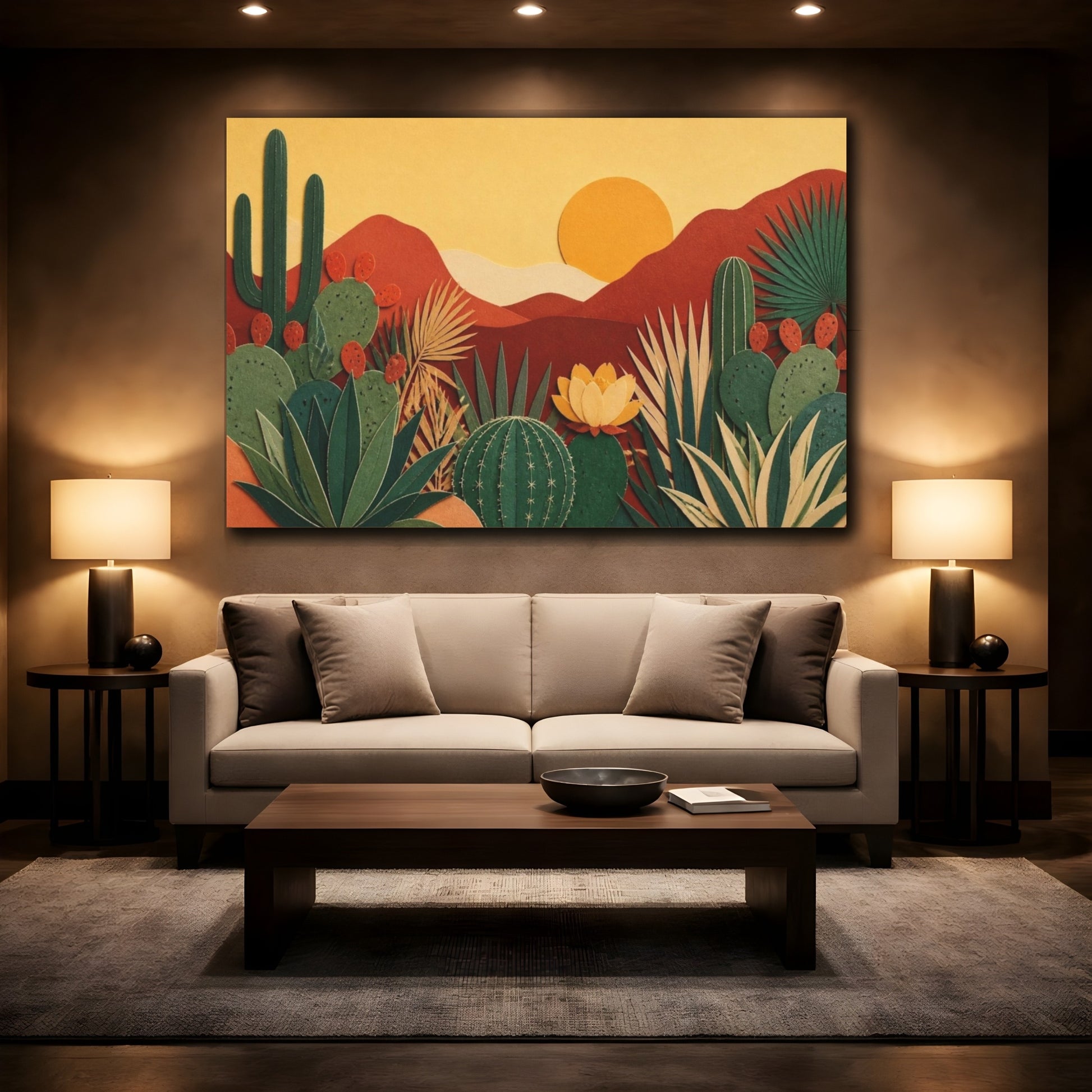 Mockup 2. Boho Cactus Garden shown as canvas print
